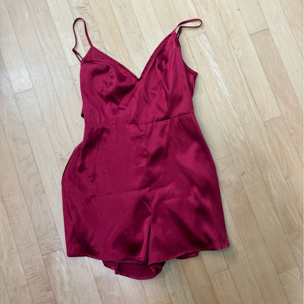 Altar'd State Rich Red Satin romper